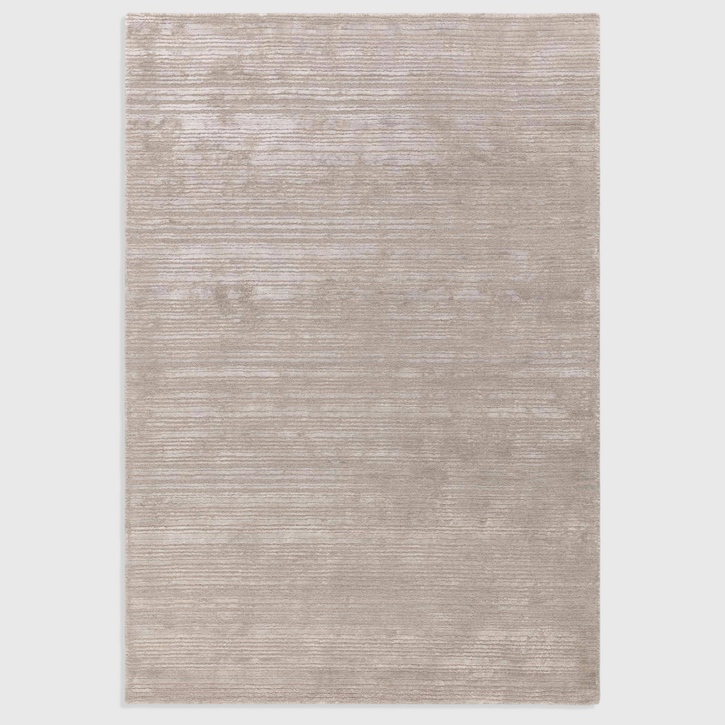 Alvo Rugs Henlee silver hand-woven wool and viscose rug with a textured high-low cut and loop pile design.