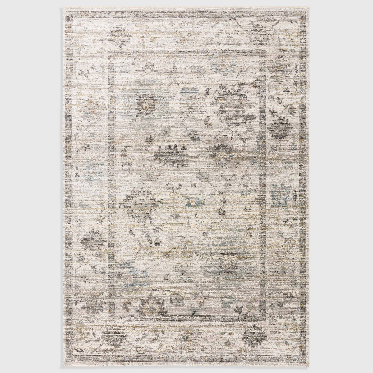 Alvo Rugs Jaspere Ja02 beige and natural polyester area rug with a classic antique-inspired overdyed floral pattern.