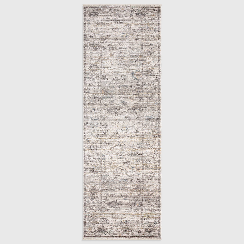 Alvo Rugs Jaspere Ja02 runner rug in beige and natural tones with a classic antique-inspired distressed pattern.