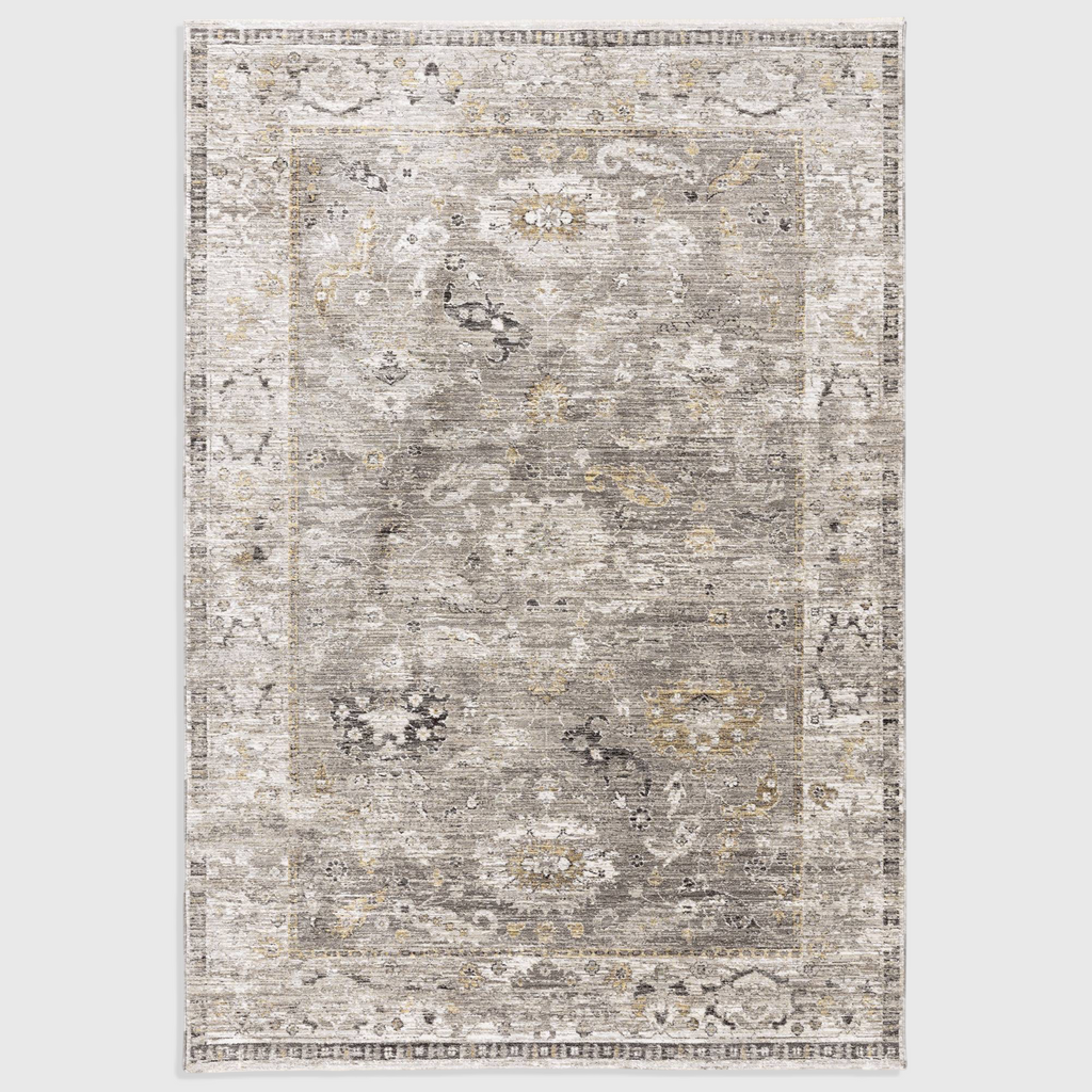 Alvo Rugs Jaspere Ja03 beige and grey machine woven polyester rug with a classic antique over-dyed design.