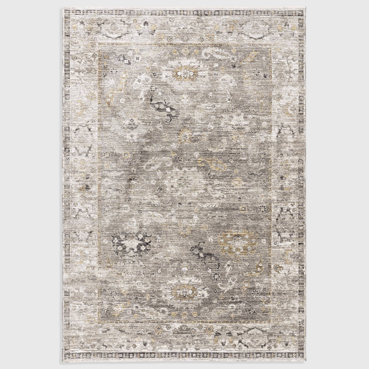 Alvo Rugs Jaspere Ja03 beige and grey machine woven polyester rug with a classic antique over-dyed design.