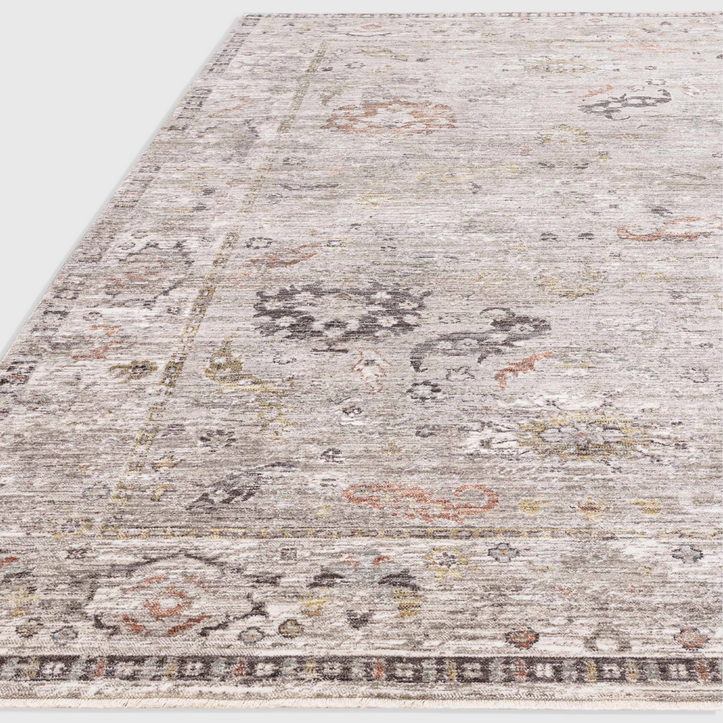 Alvo Rugs Jaspere Ja04 grey and silver polyester area rug with a classic antique-inspired distressed pattern