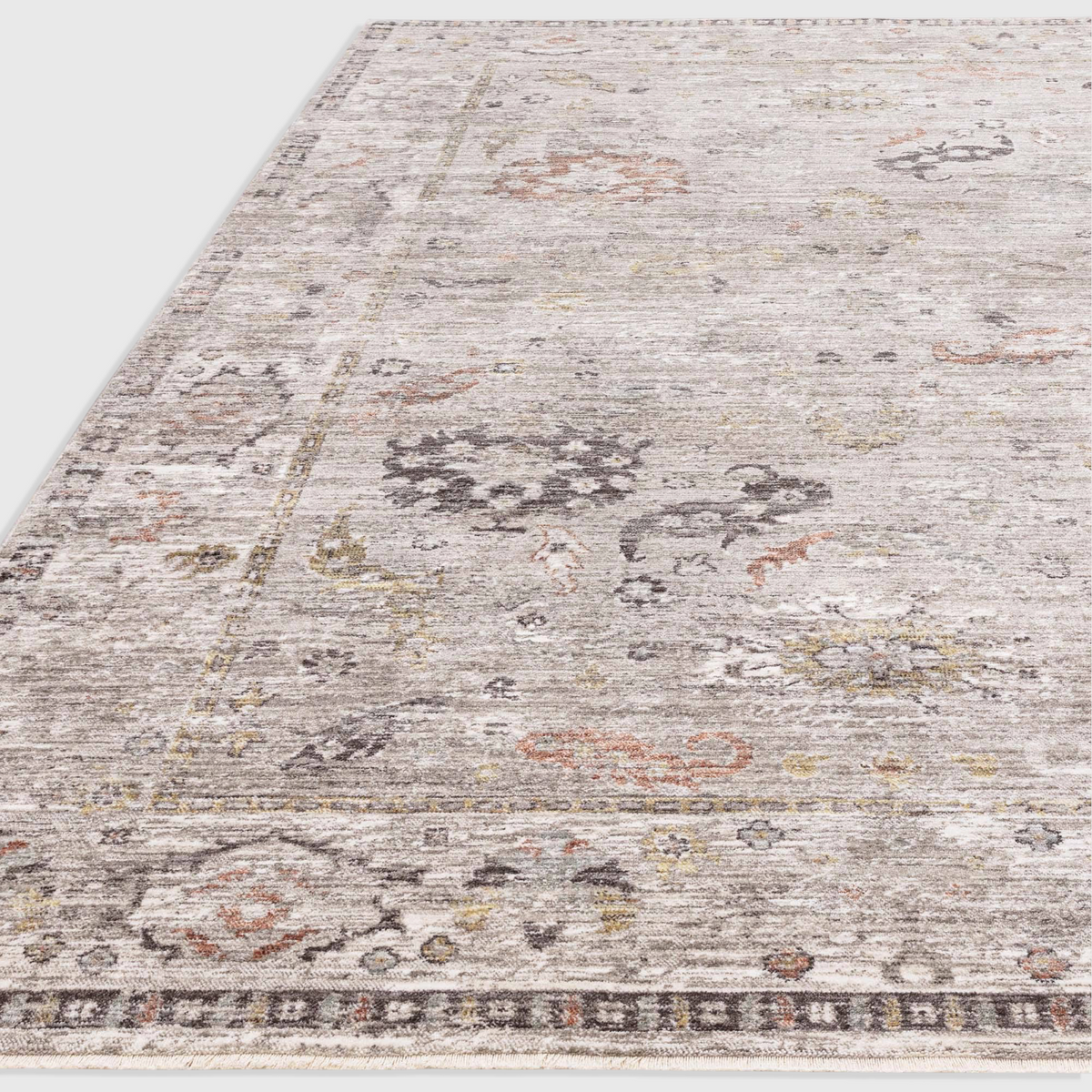 Alvo Rugs Jaspere Ja04 grey and silver polyester area rug with a classic antique-inspired distressed pattern