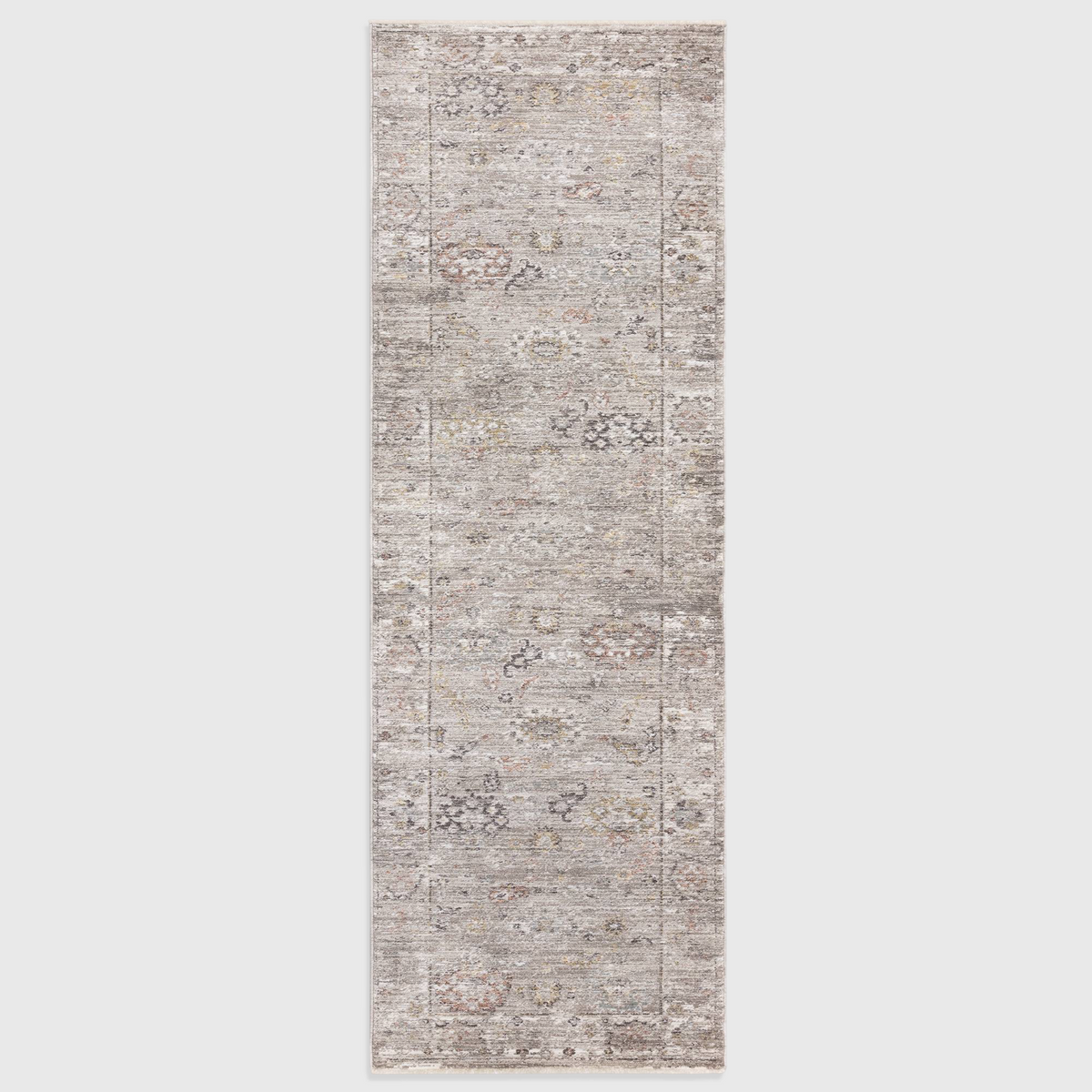 Alvo Rugs Jaspere Ja04 runner rug in grey and silver with a classic antique-inspired pattern and low pile polyester.