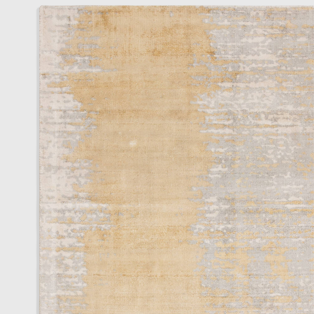 Alvo Rugs Junow Citrine hand woven viscose rug with abstract yellow and grey pattern