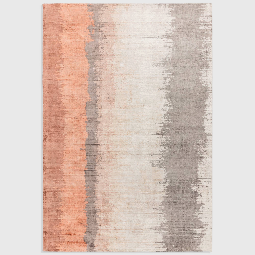 Alvo Rugs Junow Ginger rug featuring an abstract orange and grey gradient design in soft hand-woven viscose.