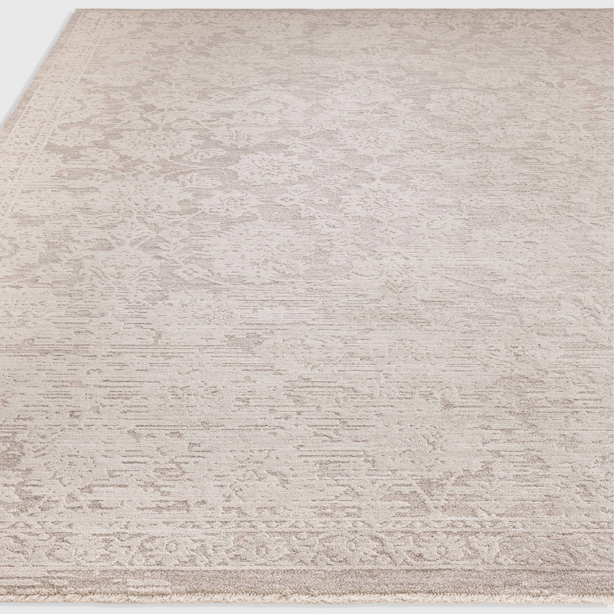 Alvo Rugs Lorentz La04 beige boho rug with tonal textured pattern and soft polyester pile