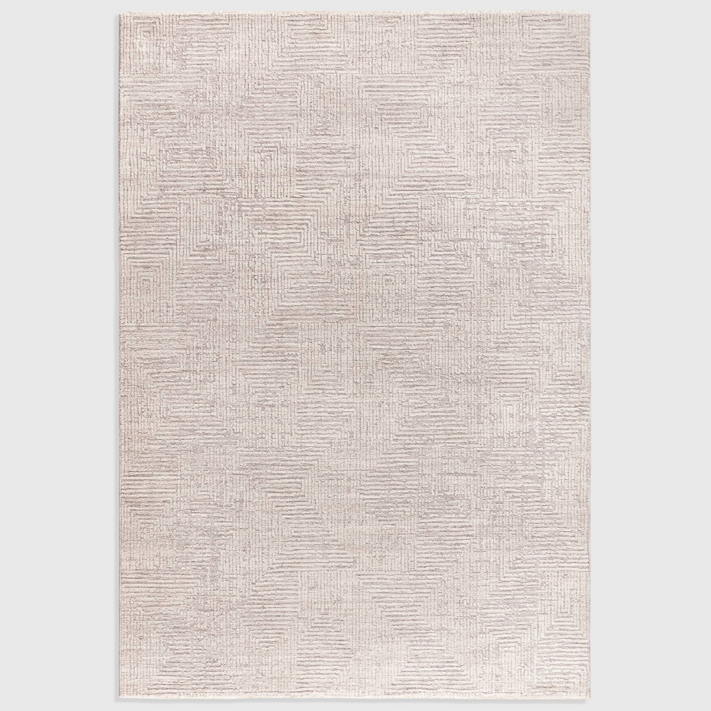 Alvo Rugs Lorentz La05 grey silver boho area rug with textured geometric pattern and soft polyester pile