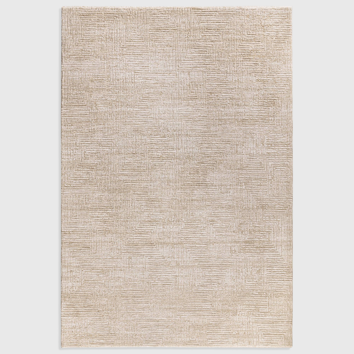 Alvo Rugs Lorentz La06 beige machine woven polyester rug with a textured geometric pattern and boho aesthetic