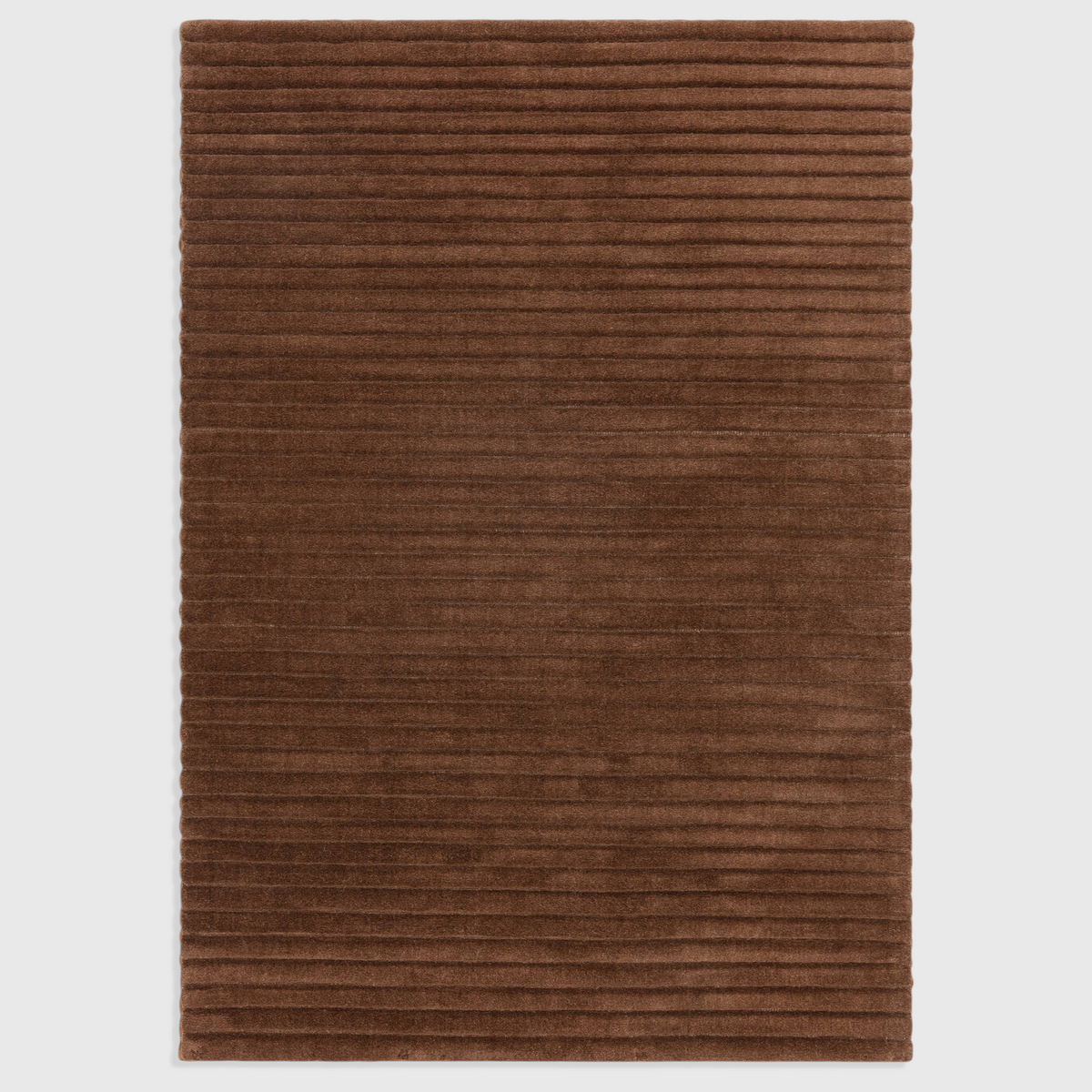 Alvo Rugs Lina Cocoa rug in brown wool with a textured high-low pile and horizontal ridged design