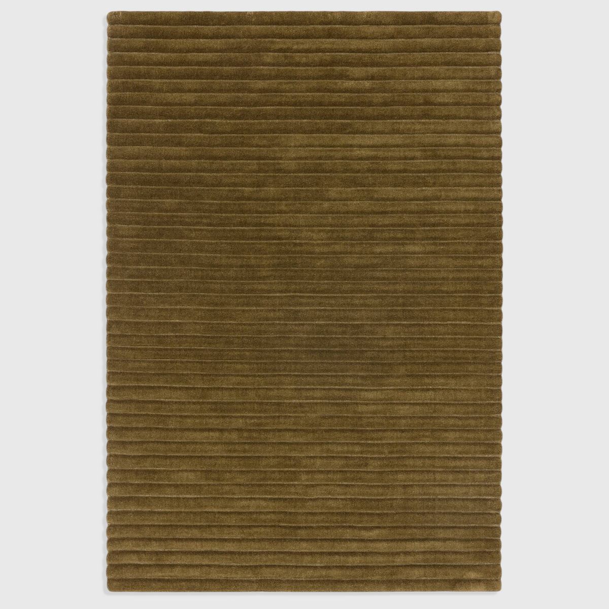 Alvo Rugs Lina Forest green hand-woven wool rug with a textured high-low ridged pile design