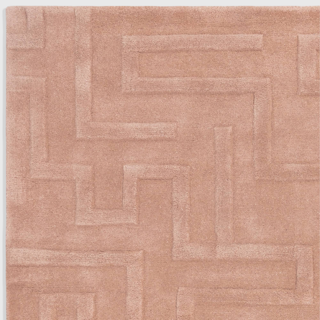 Alvo Rugs Maize Blush hand-tufted wool rug featuring a soft pink geometric high-low pile pattern
