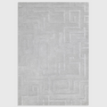 Alvo Rugs Maize silver wool rug featuring a hand-tufted high-low pile with an ornate geometric maze pattern.