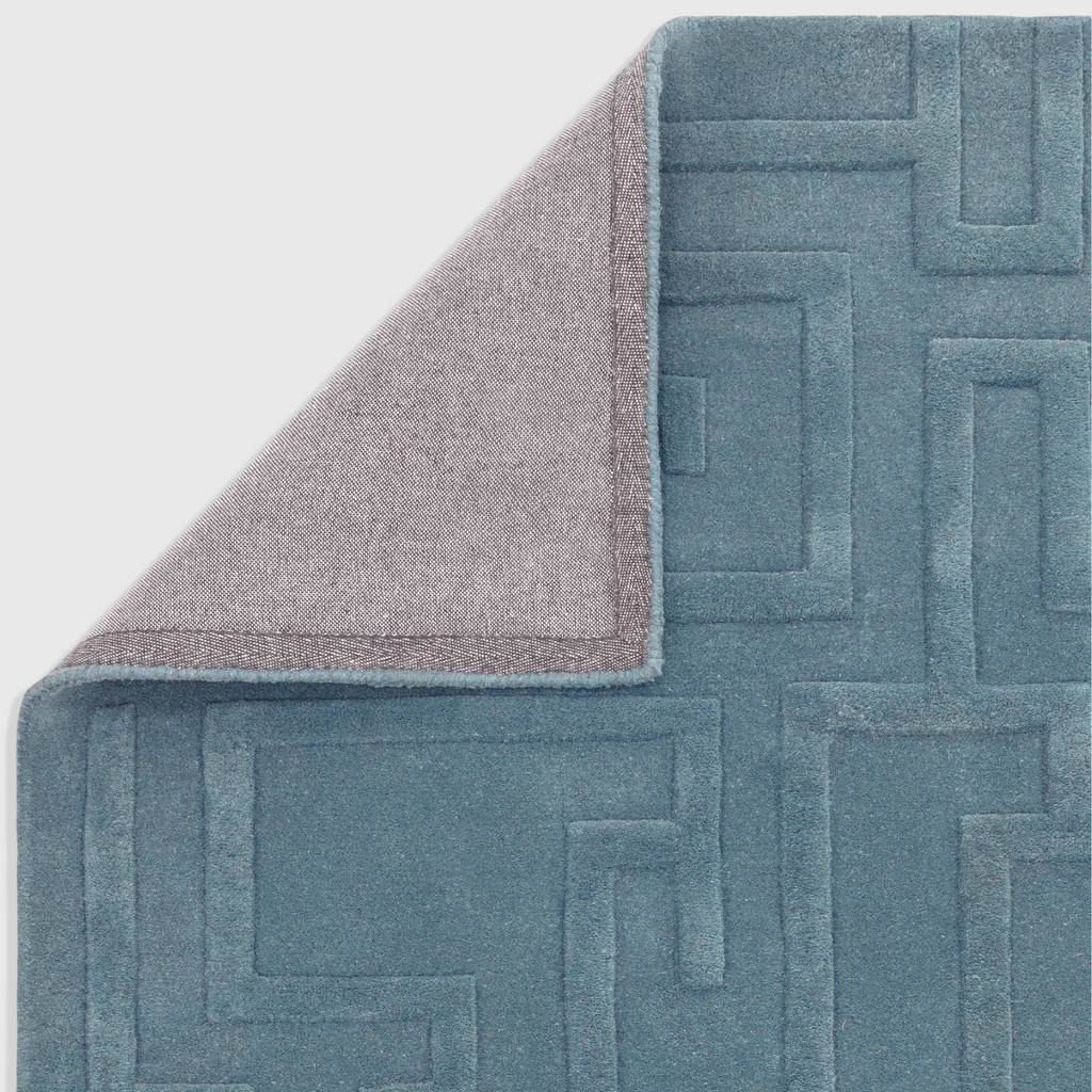 Alvo Rugs Maize Teal rug featuring a hand-tufted wool construction with a geometric high-low pile pattern