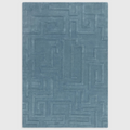 Alvo Rugs Maize Teal rug featuring a hand-tufted 100% wool construction with an ornate high-low geometric maze pattern.