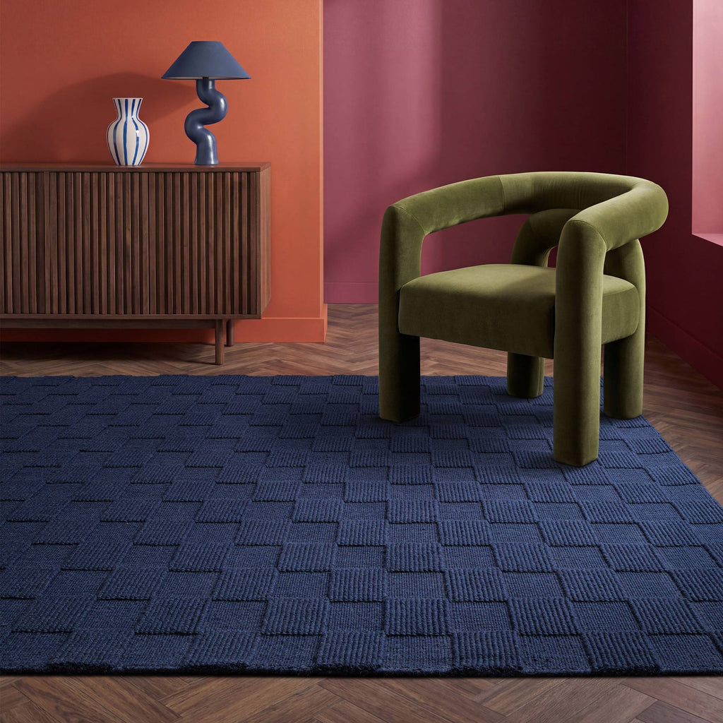 Check Cobalt Rug