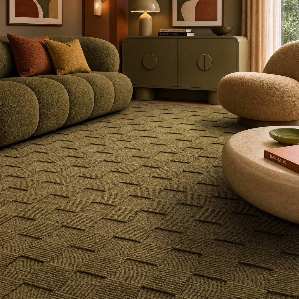 Check Olive Rug