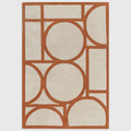 Alvo Rugs Metra rust and cream wool rug with a hand-tufted geometric pattern and high-low pile texture.