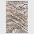 Alvo Rugs Miraga Wave blue shaggy rug with high-low pile and abstract marbled patterns in neutral and blue tones.