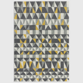 Alvo Rugs Novella Nv01 geometric flag rug in grey and yellow with a pixelated pattern, made from durable polypropylene.