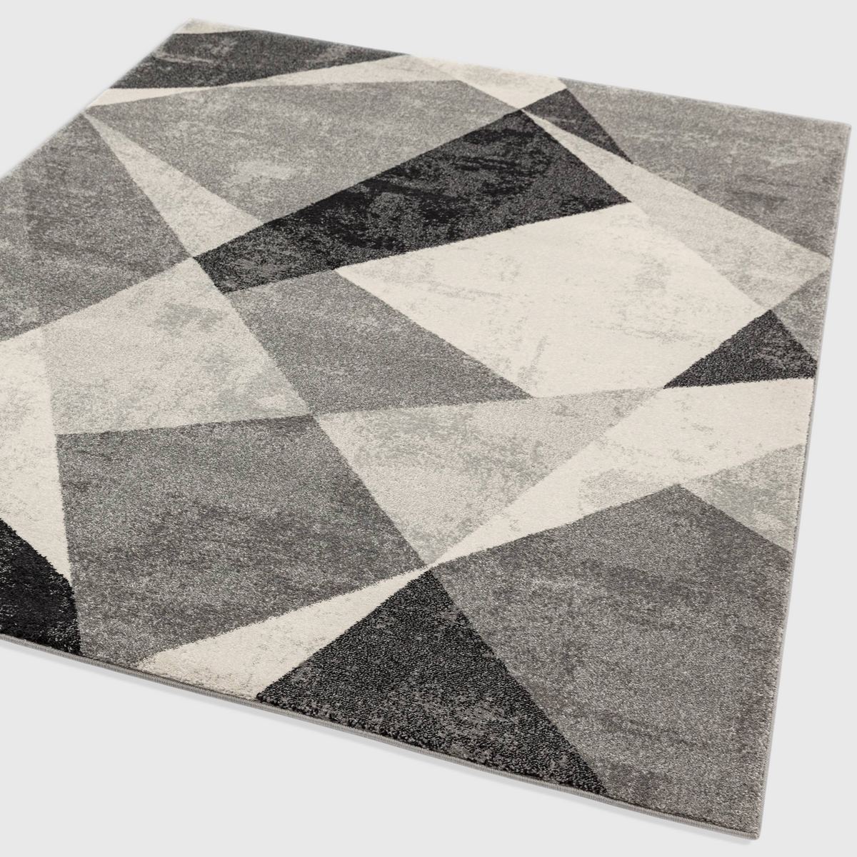 Alvo Rugs Novella Nv02 grey and silver geometric area rug with a modern abstract pattern and soft polypropylene pile.