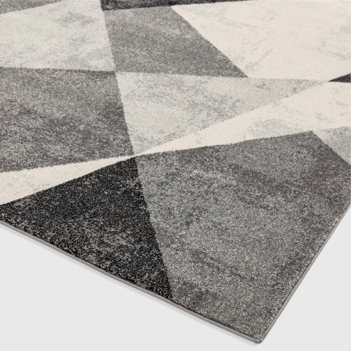 Alvo Rugs Novella Nv02 grey and silver geometric patterned polypropylene area rug with a modern cut pile finish