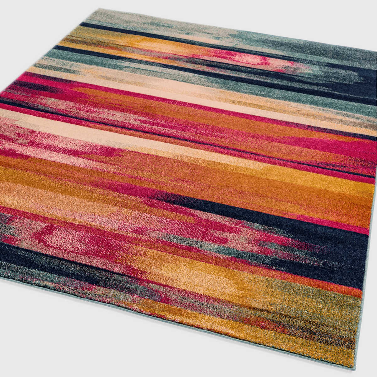 Alvo Rugs Novella Nv05 multi-coloured abstract stripe rug with a soft polypropylene pile for modern home decor.