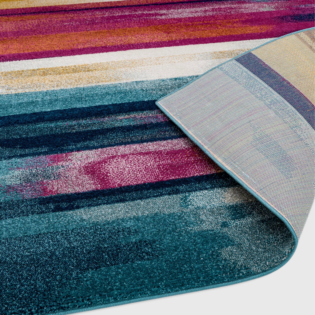 Alvo Rugs Novella Nv05 multi-coloured striped rug with abstract pattern and durable polypropylene pile