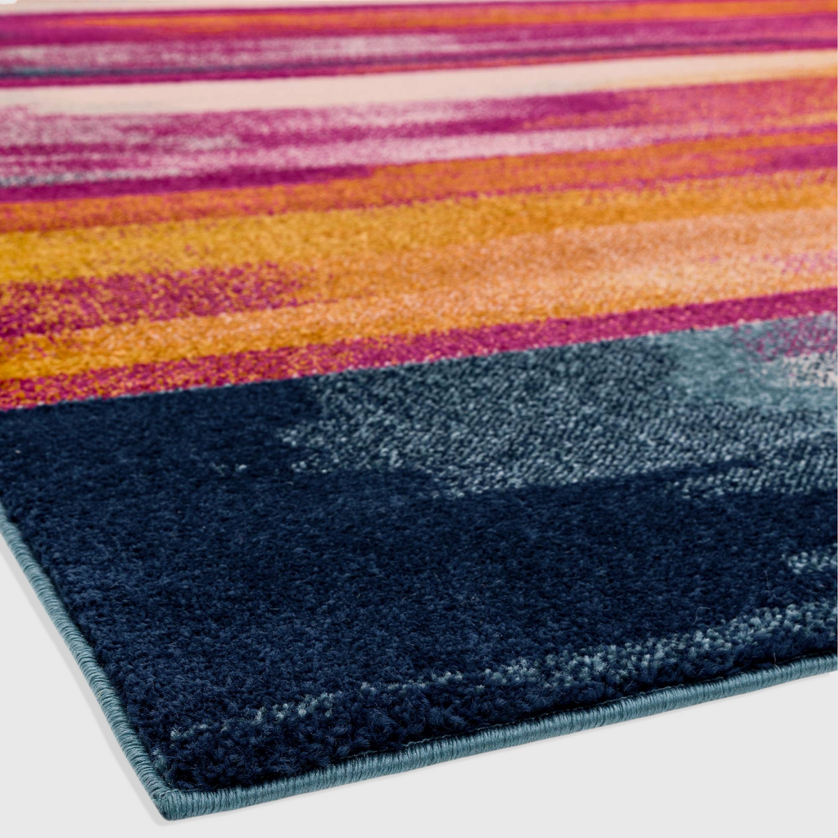 Alvo Rugs Novella Nv05 multi-coloured abstract stripe rug with a soft polypropylene cut pile and durable finish.