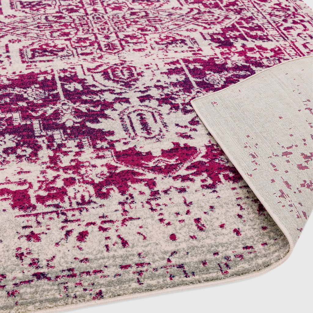 Alvo Rugs Novella Nv08 antique fuchsia rug with a classic distressed pattern and durable polypropylene pile
