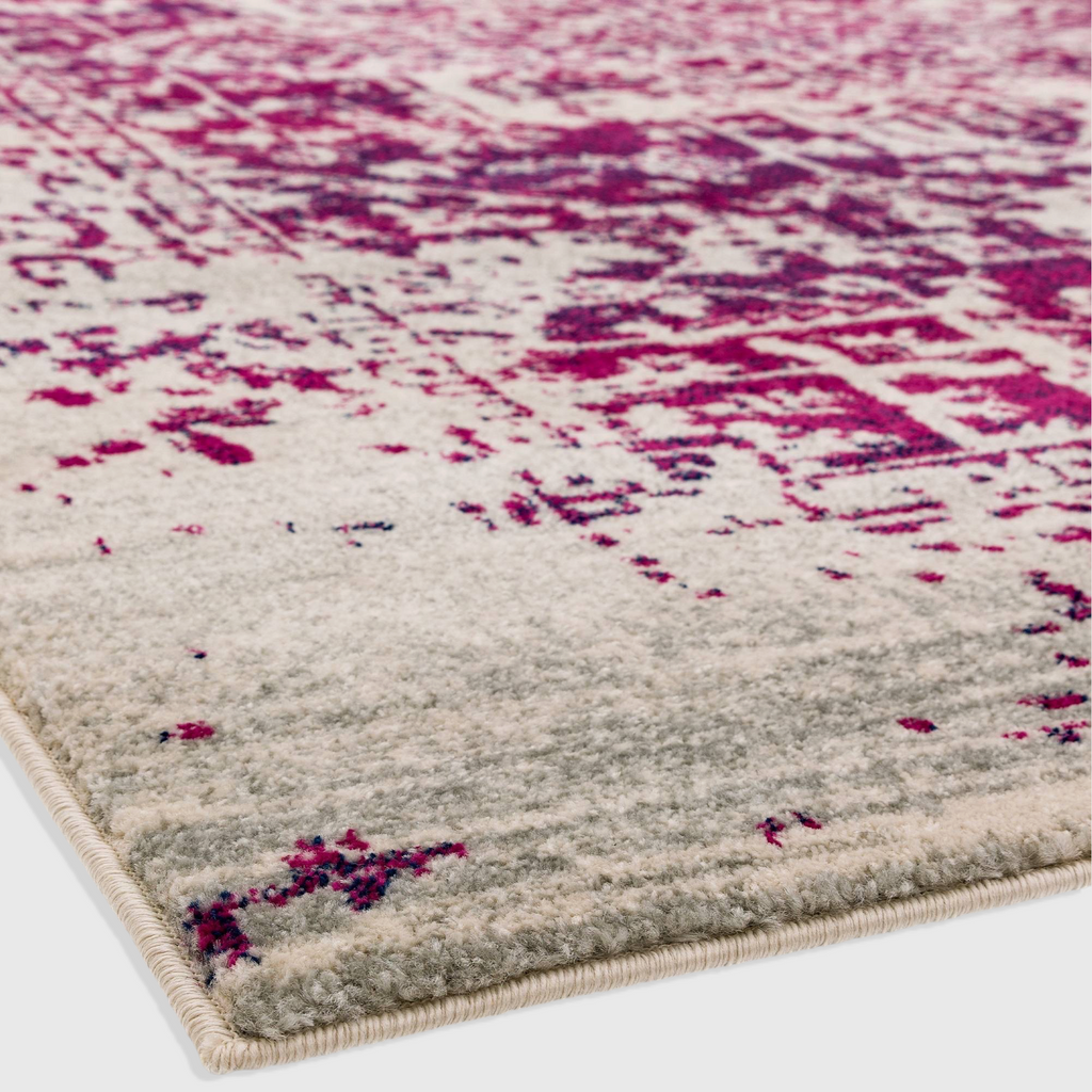 Alvo Rugs Novella Nv08 antique fuchsia and cream machine-woven polypropylene area rug with a classic distressed pattern