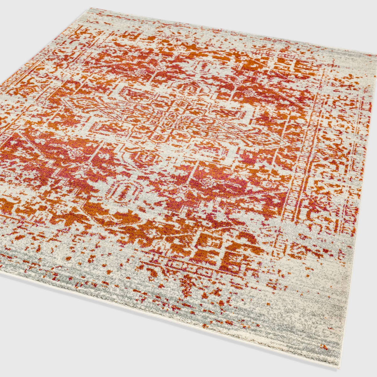 Alvo Rugs Novella Nv09 antique orange area rug with a distressed traditional pattern and soft polypropylene pile.