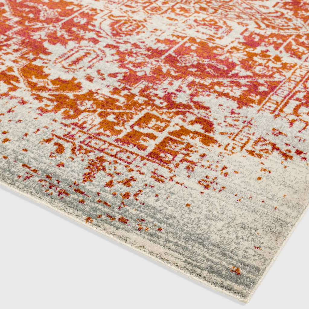 Alvo Rugs Novella Nv09 antique orange area rug with a distressed classic pattern and soft polypropylene pile