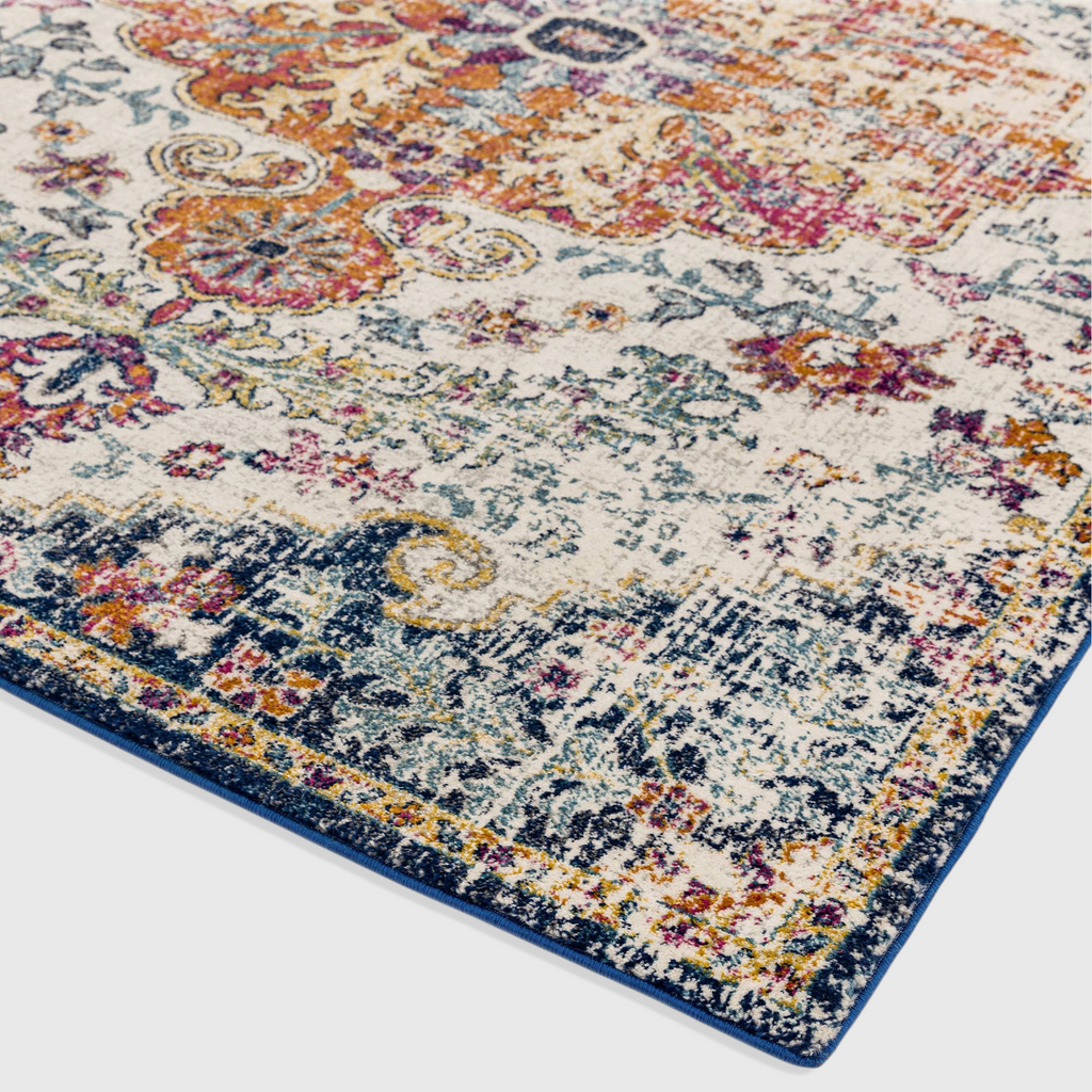 Alvo Rugs Novella Nv12 medallion area rug featuring vibrant multi-coloured floral patterns on a soft polypropylene pile