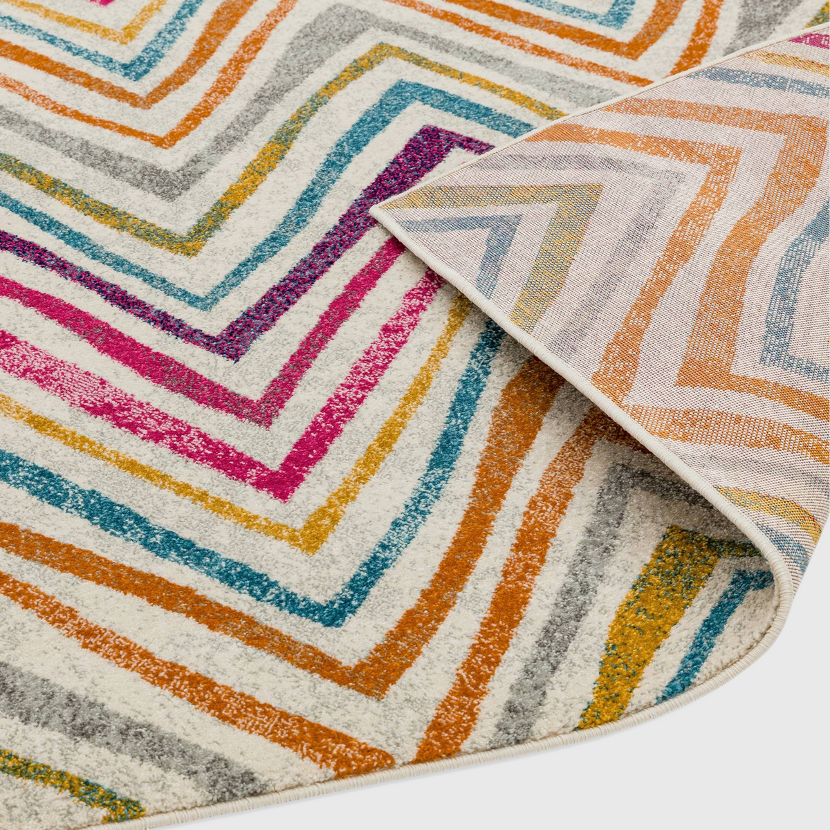 Alvo Rugs Novella Nv21 Rhythm multi-coloured chevron rug with durable polypropylene pile and jute backing