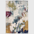Alvo Rugs Novella mustard and multi-coloured abstract polypropylene area rug with a soft cut pile texture.
