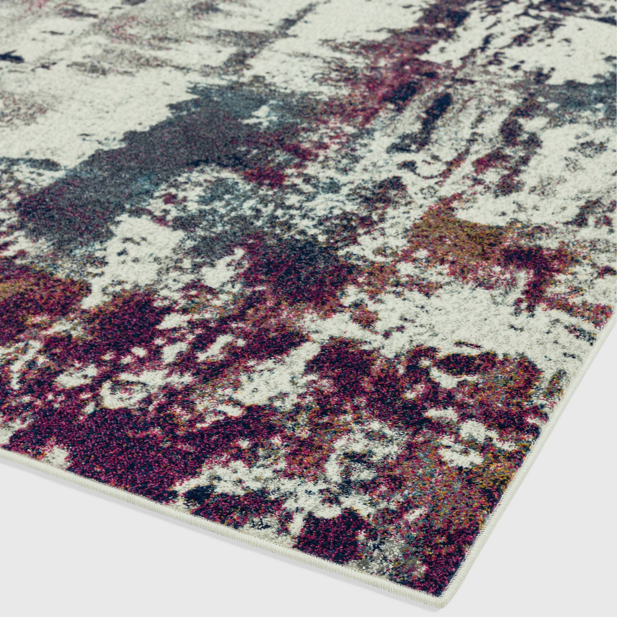 Alvo Rugs Novella Nv23 abstract navy and multi-coloured polypropylene rug with a soft cut pile texture.