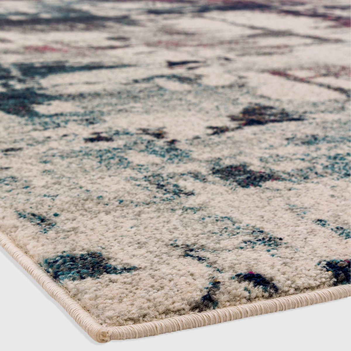 Alvo Rugs Novella Nv23 abstract navy and multi-coloured polypropylene rug with a soft cut pile texture