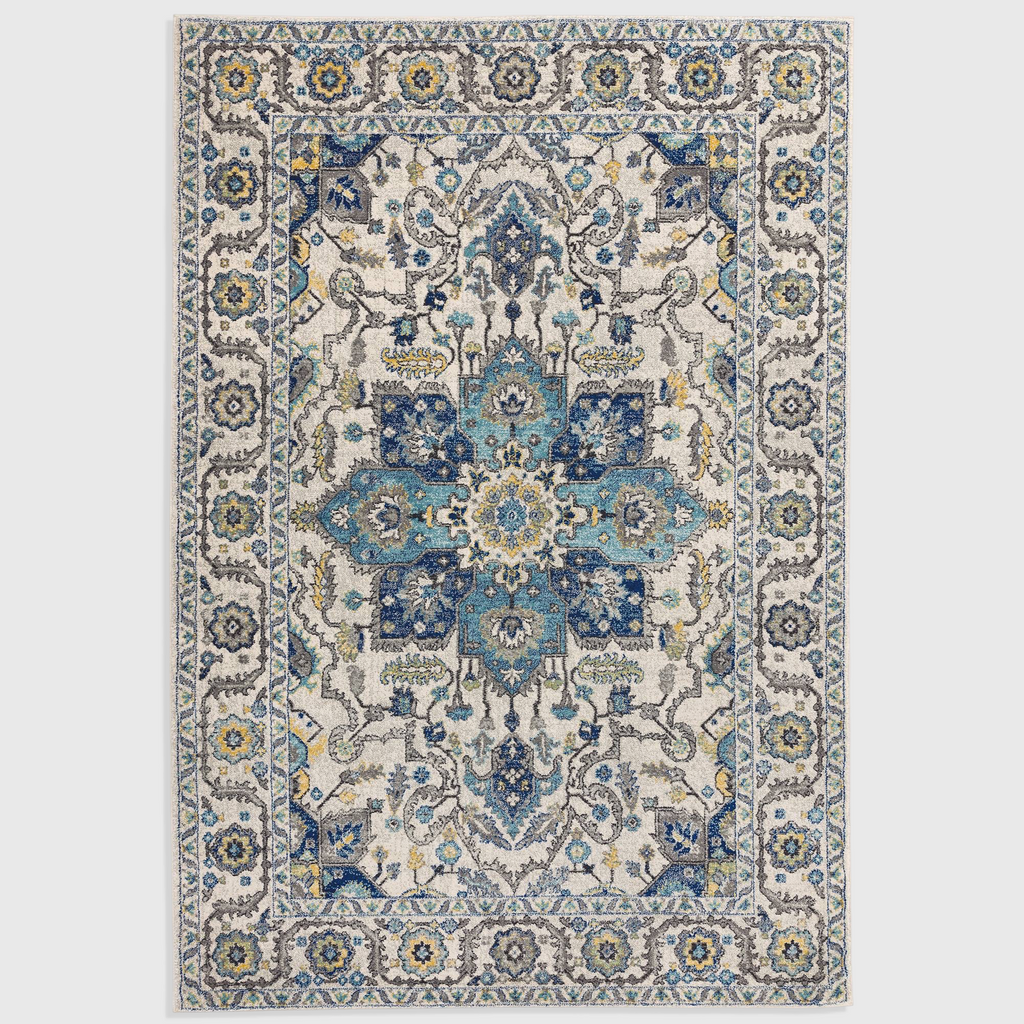 Alvo Rugs Novella Nv25 Persian blue rug with intricate floral patterns and classic border in durable polypropylene