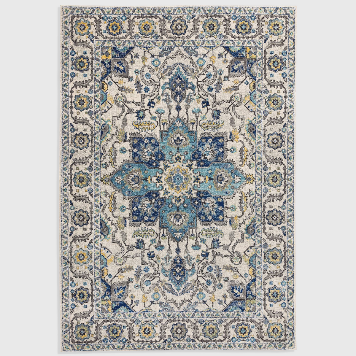 Alvo Rugs Novella Nv25 Persian blue rug with intricate floral patterns and classic border in durable polypropylene