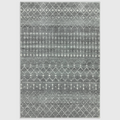 Alvo Rugs Novella dark grey Moroccan style area rug with intricate white geometric patterns and soft polypropylene pile