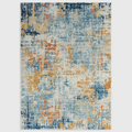 Alvo Rugs Novella Illusion Nv39 abstract area rug featuring blue, orange, and cream distressed patterns.