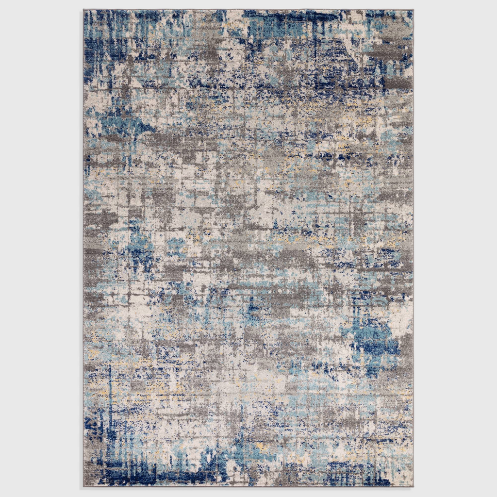 Alvo Rugs Novella Illusion Nv40 abstract rug featuring vibrant blue and grey tones in a durable polypropylene pile.