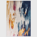 Alvo Rugs Novella Vista Nv42 abstract area rug with vibrant blue, gold, and cream tones in a soft polypropylene pile.