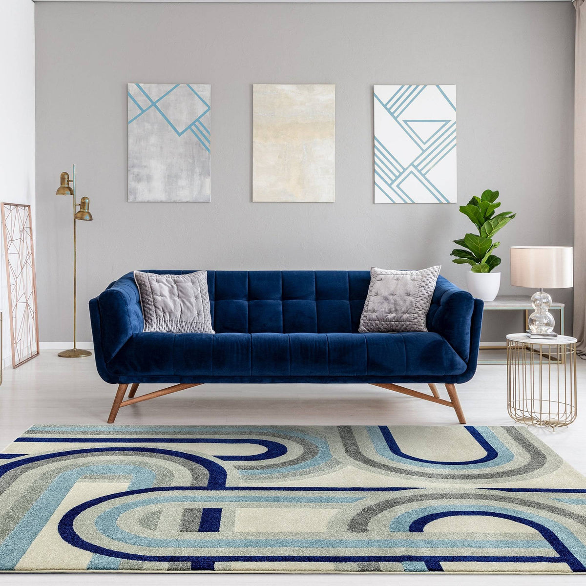 Novia Retro Blue Nv30 Rug