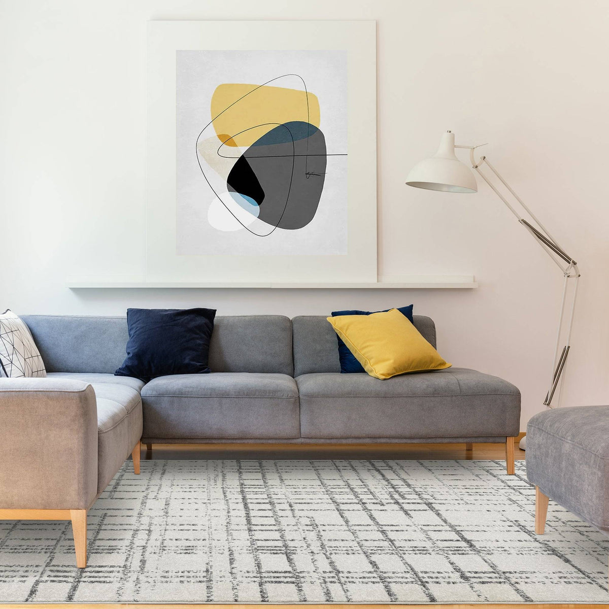 Novia Grid Grey Rug