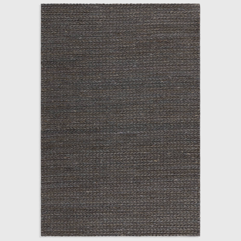 Alvo Rugs Oaks charcoal flatweave rug made from hand-woven jute and cotton blend with a textured finish.