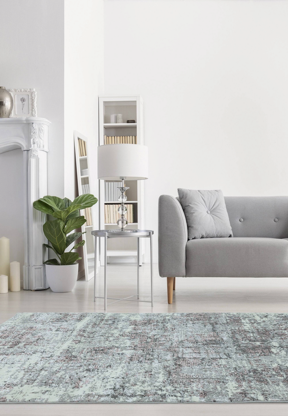Alvo Rugs Oriana Or06 abstract pink rug with metallic highlights, featuring a soft cut pile and durable construction.