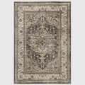 Alvo Rugs Sovra charcoal medallion rug with a distressed Persian-inspired pattern in grey and silver polyester.