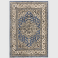 Alvo Rugs Sovra blue medallion rug with a distressed Persian-inspired pattern in soft polyester flatweave pile.